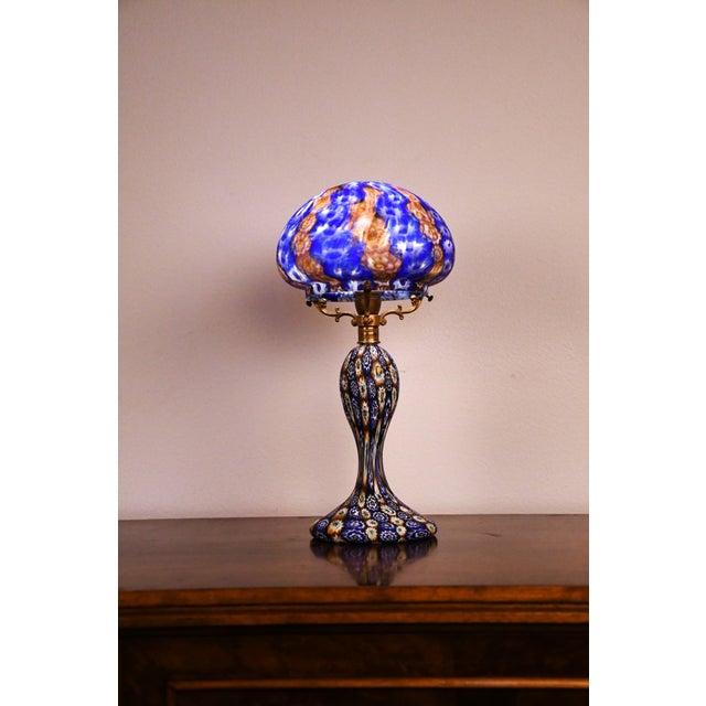 Rare italian murano mille fiori art glass table lamp by fratelli toso, 1930s. Fine and rare art glass table lamp made in...