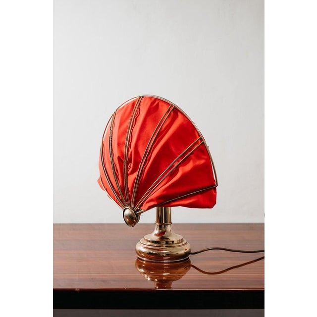 Goldenrod Hollywood Regency Brass Fan Table Lamps, 1970s, Set of 2 For Sale - Image 8 of 18