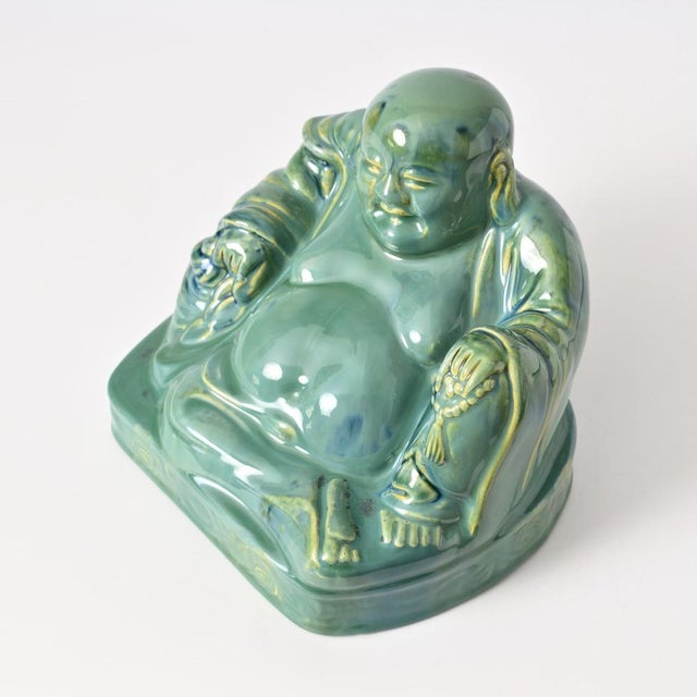 Italian Green Glazed Buddha Figurine by Gio Ponti for Richard Ginori, 1930s For Sale - Image 11 of 12