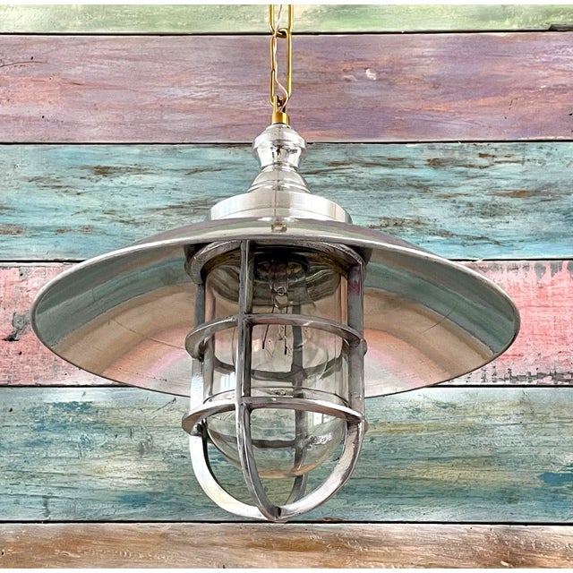 Metal Nautical Maritime Aluminum Shade Pendant For Sale - Image 7 of 8