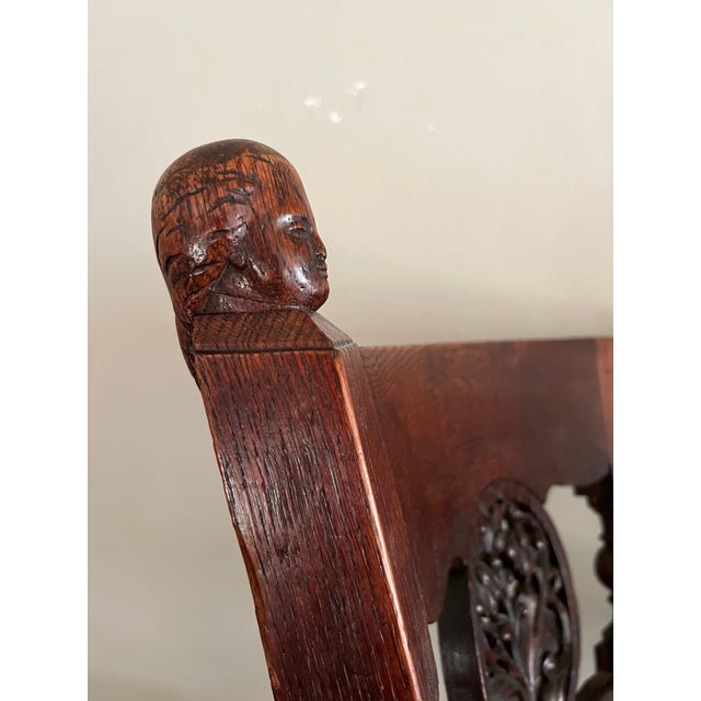 Pair of 19th Century Dutch Colonial Teakwood Burgomaster Chairs With Caned Swivel Seats For Sale In San Diego - Image 6 of 12