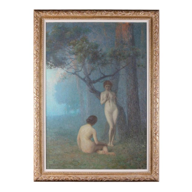 Jules Octave Triquet, French Symbolist of Woodland Nymphs, Nude, Oil on Canvas, Framed For Sale