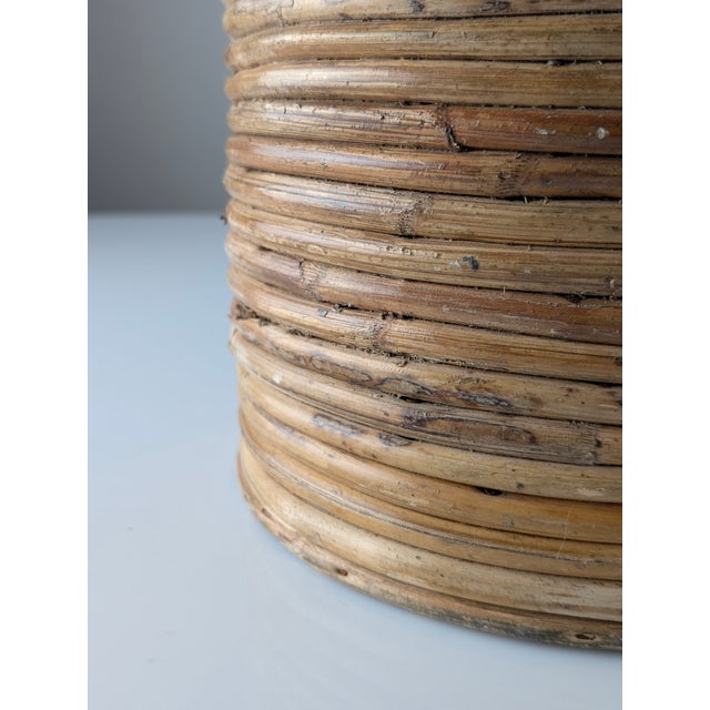 Wood Mid-Century Modern Italian Planter in Pencil Reed Rattan and Brass, 1970s For Sale - Image 7 of 9
