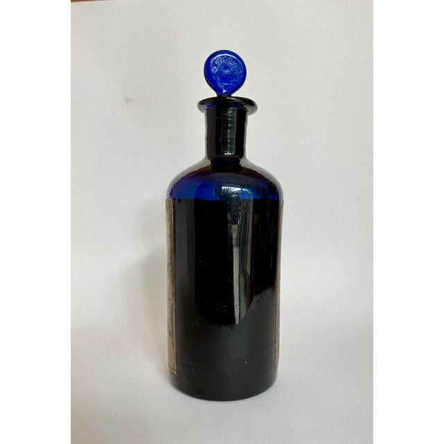 Glass Antique Cobalt Blue Apothecary Bottle, 1890s For Sale - Image 7 of 10