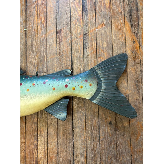 Large Vintage Painted Folk Art Fish Trade Sign For Sale - Image 12 of 16
