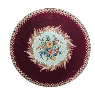 Large Decorative Platter in Enamels Maintenon Pattern from Longwy, 1950s For Sale