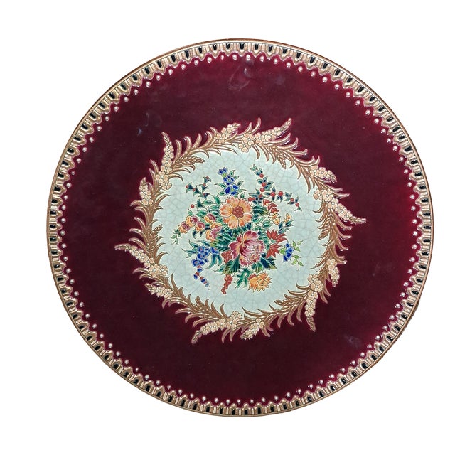 Large Decorative Platter in Enamels Maintenon Pattern from Longwy, 1950s For Sale