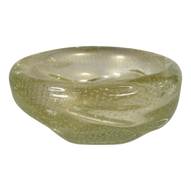 Art Deco Bulé Yellow Glass Ashtray, 1930s For Sale