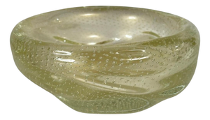 Art Deco Bulé Yellow Glass Ashtray, 1930s
