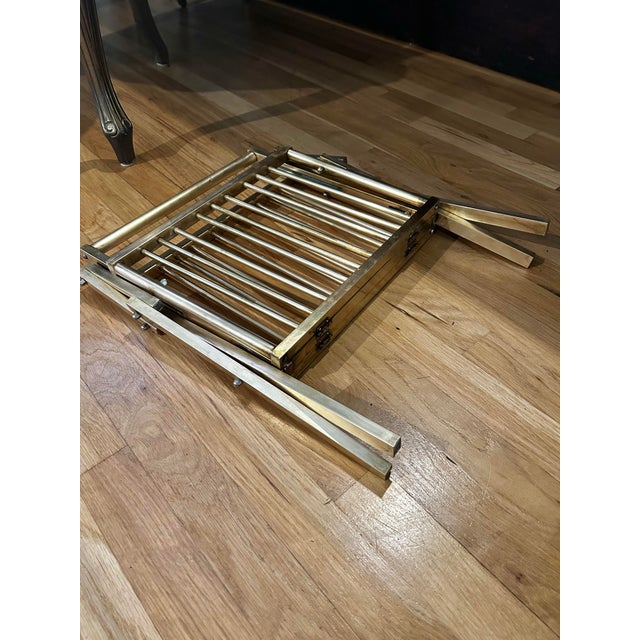 Metal Mid Century Folding Solid Brass Hollywood Regency Magazine Rack For Sale - Image 7 of 10