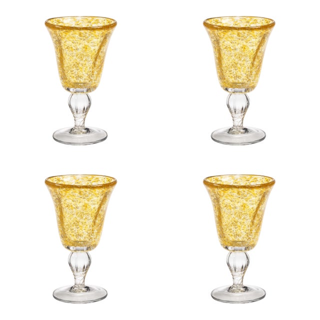 Antibes 4-Piece Set Wine Glasses, Yellow For Sale