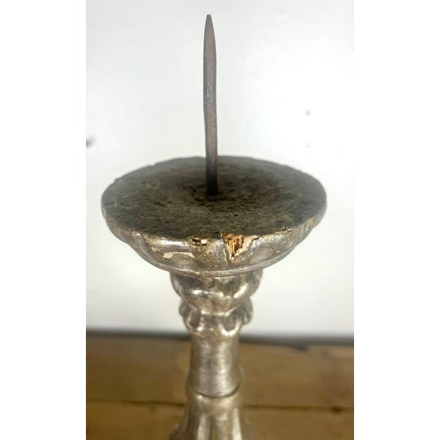 19th Century Italian Silver Gilt Neoclassical Hand-Carved Candlesticks For Sale - Image 9 of 10