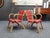 Red Mid-Century Bamboo Seating Set, 1950s, Set of 3 For Sale - Image 8 of 16