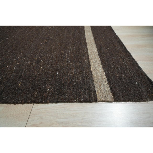 6x9 Violet Artistic Brown Kilim Open Field Modern Flatweave Wool Carpet Rug For Sale In New York - Image 6 of 9