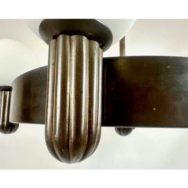 Arts and Crafts Bronze 6-Arm Chandelier, 1910s For Sale - Image 4 of 16