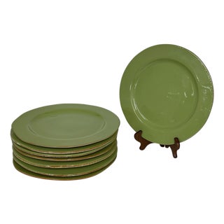 Vintage Vietri Basilico Italian Pottery Dinner Plate Set of 8 For Sale