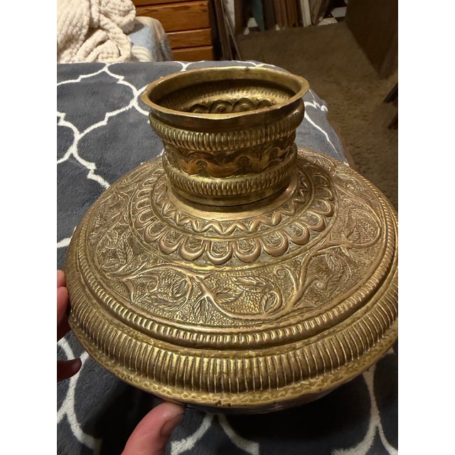 Metal Antique Indian Brass Water Vesse For Sale - Image 7 of 7