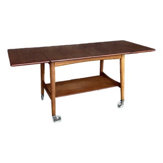 Hans J. Wegner for Andreas Tuck at-15 Danish Modern Teak Drop-Leaf Tea Trolley For Sale