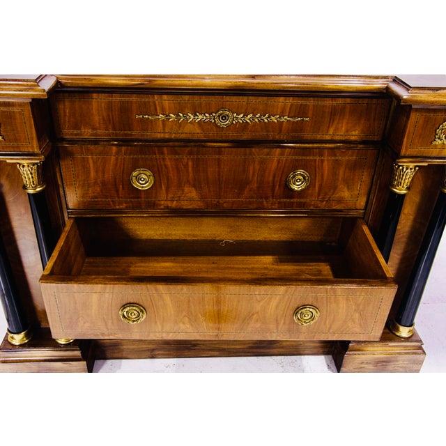 Early 20th Century French Empire Revival Mahogany Chest of Drawers With Ebonized Columns & Ormolu Mounts, Circa 1900 For Sale - Image 5 of 7
