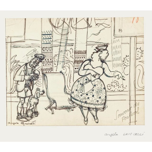The Memory of the Festival is an original drawing in pencil China Ink on paper realized by Angelo Griscelli (1893 - 1970)...