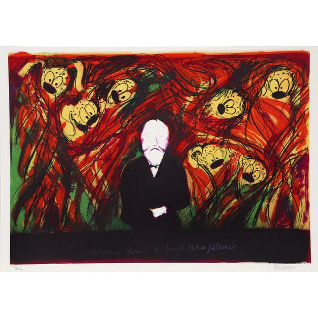 Cezanne Among the Marsupials Jean Messagier Year: 1983 Size: 21 in. x 30 in. Lithograph on Arches, signed and numbered in...