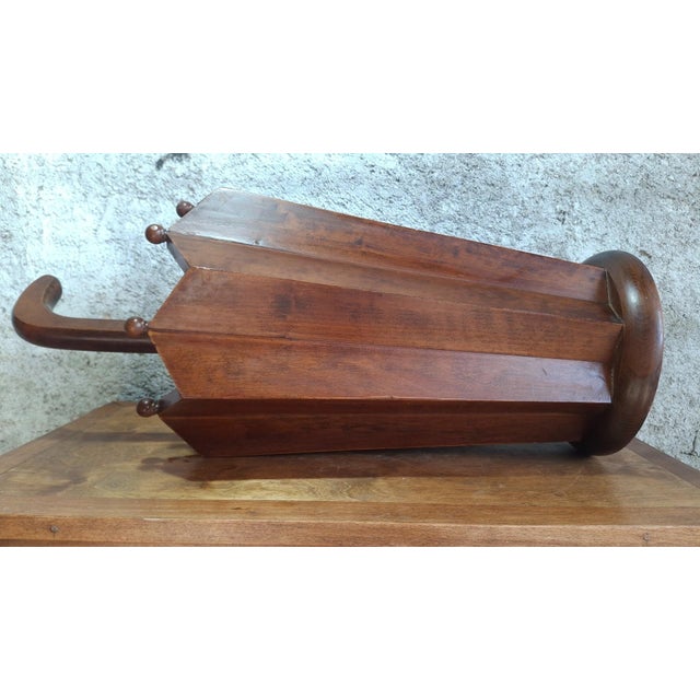 19th Century Art Deco Carved Wood Umbrella Stand, 1890s For Sale - Image 5 of 9