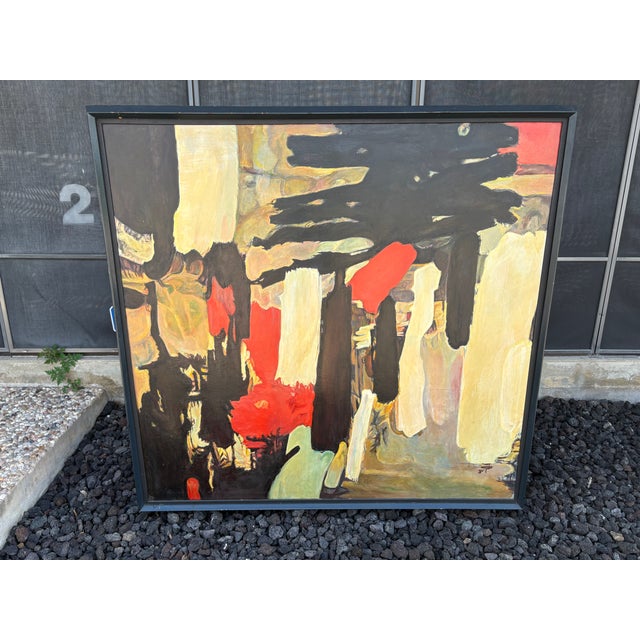 1950s Abstract Modern Framed Oil Painting on Canvas For Sale - Image 16 of 16