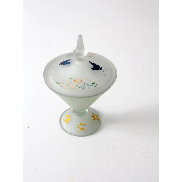 Vintage Painted Satin Glass Candy Dish For Sale - Image 9 of 9