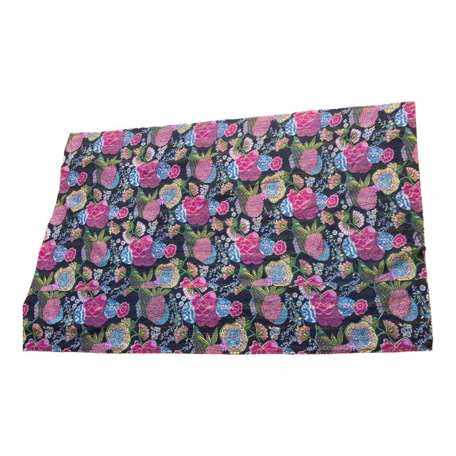 Handmade Block Print Indian Cotton Kantha Quilt For Sale