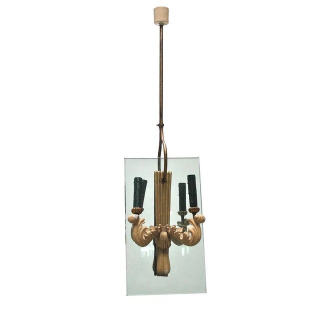 Metal Italian Pendant Lamp in the Style of Pietro Chiesa, 1940s For Sale - Image 7 of 8