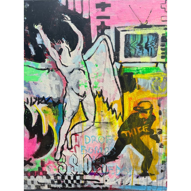 Falling Angel and Stuff Pop Art Graffiti Painting by Joseph Christy For Sale - Image 4 of 5