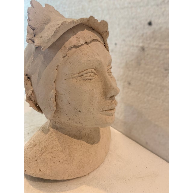 Ceramic Female Bust in White Terracotta For Sale - Image 7 of 13