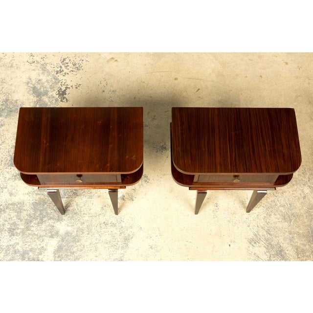 Pair of French Art Deco Rosewood Nightstands, 1930s For Sale - Image 4 of 15