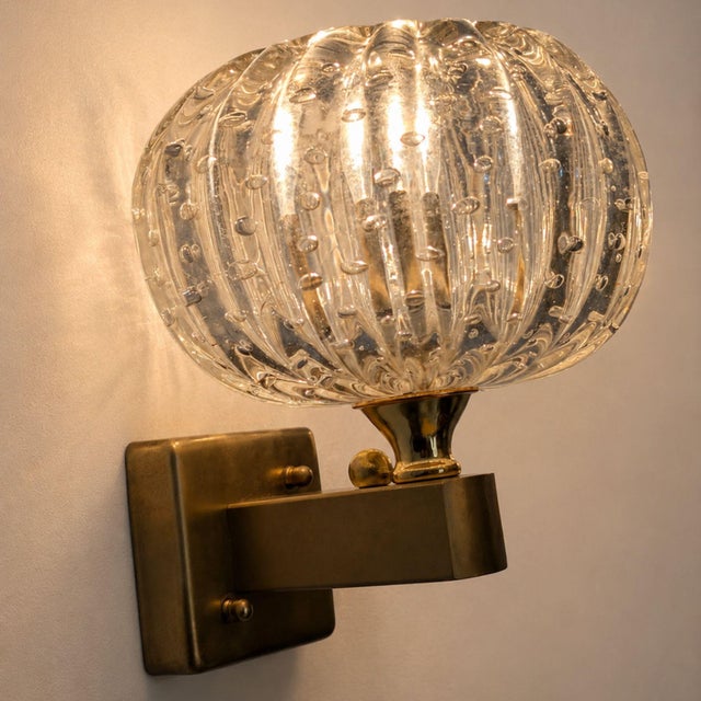 1950s 1950s Italian Wall Lights Murano Glass Sconces Art Deco Style, by Barovier & Toso - Pair For Sale - Image 5 of 10