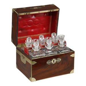 Liquor Cellar with Cut Crystal Bottles and Glasses, 1870s, Set of 13