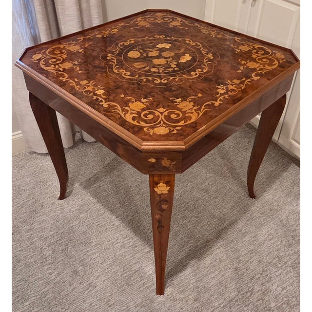 Vintage F.lli Jannuzzi Sorrento Italian Marquetry 5-in-1 Game Table Set With 4 Chairs For Sale In Savannah - Image 6 of 18