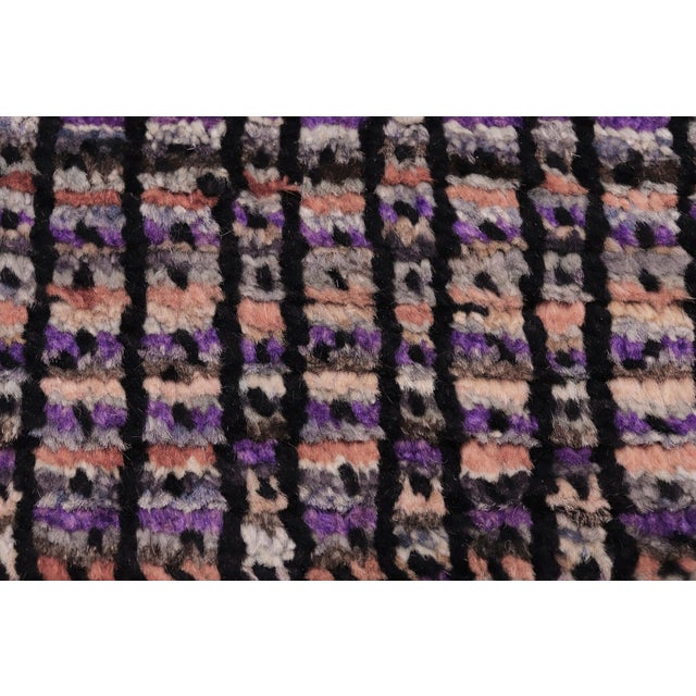 1990s Rustic Black/Rust High Low Wool Rug - 5'0'' X 6'6'' For Sale - Image 5 of 9