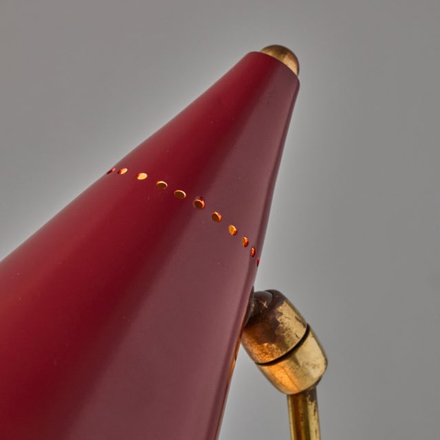 1950s Giuseppe Ostuni Red Conical Table Lamp for Oluce For Sale - Image 10 of 18