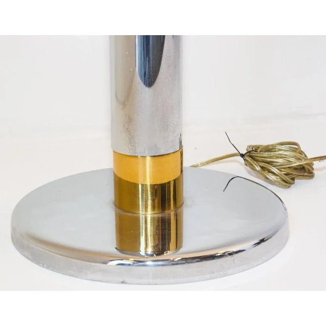 Chrome Vintage 1970s Mid-Century Italian Bicolor Chrome and Brass Tall Floor Lamp For Sale - Image 8 of 12