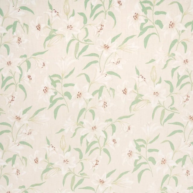 Schumacher X Miles Redd Scattered Lilies Fabric in Cream For Sale