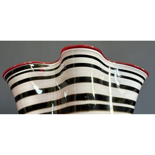 Vintage Murano Style European Blown Art Glass Handkerchief Vase For Sale - Image 6 of 11