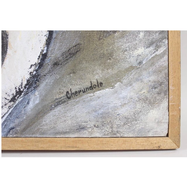 Wood Midcentury Modern Abstract Painting, Titled Figures in Red, Framed, by Rosemarie Cherundolo, 1970s For Sale - Image 7 of 8