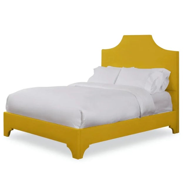 Modern Kit California King Bedframe, Golden Velvet For Sale - Image 3 of 4