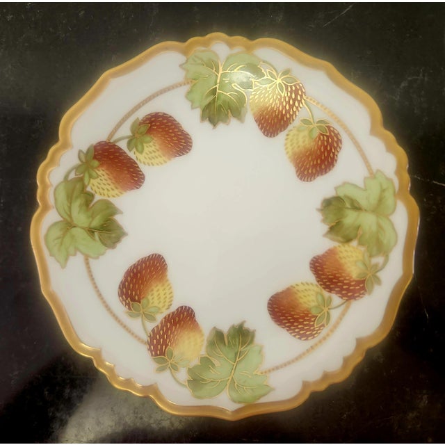 Antique White Limoges 1890s Porcelain Set Art Nouveau Strawberries 25 Pc For Sale - Image 8 of 16