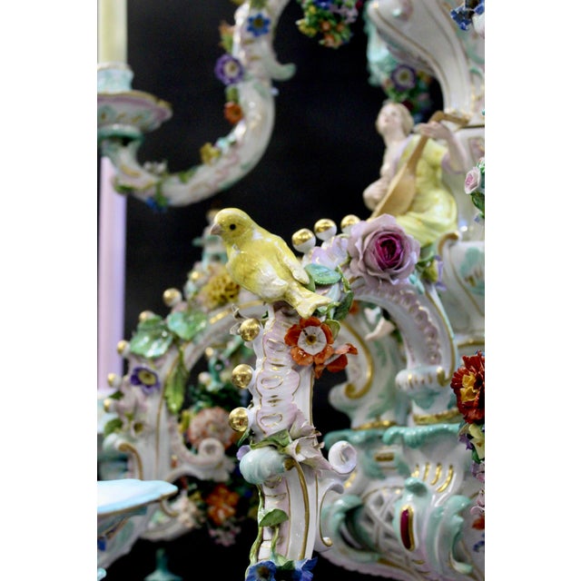 Rococo Porcelain Chandelier from Meissen, 1886, in Flawless conditions. Designed before 1890 This piece has an attribution...