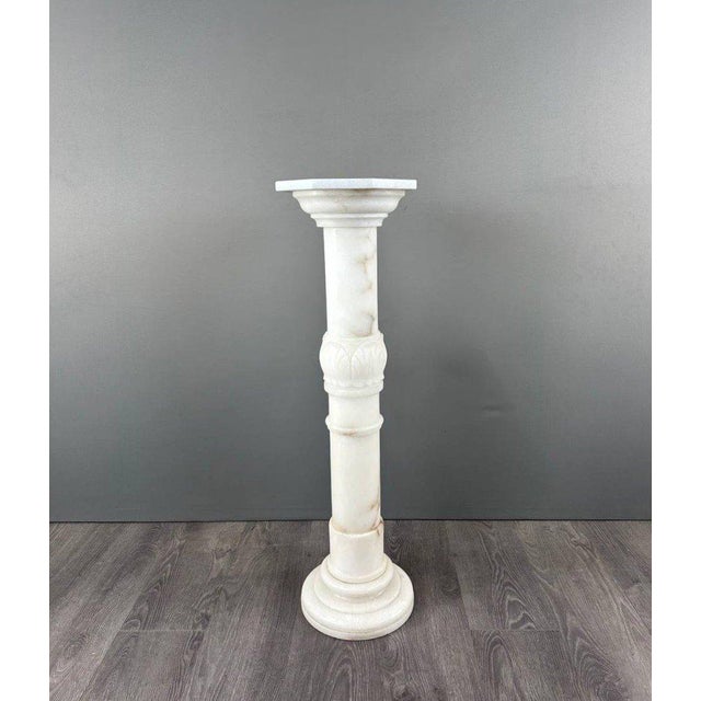 White Mid-Century Carved White Marble Column, 1950s For Sale - Image 8 of 8