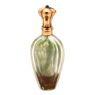 Glass Perfume Bottle with Gold Applications For Sale