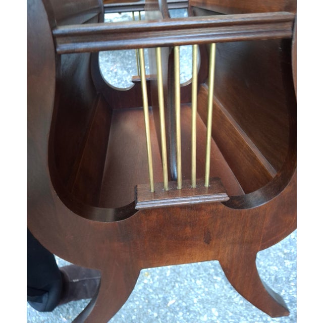 Early 20th Century Ferguson Bros. Walnut Lyre Harp Form Magazine Holder For Sale - Image 9 of 10