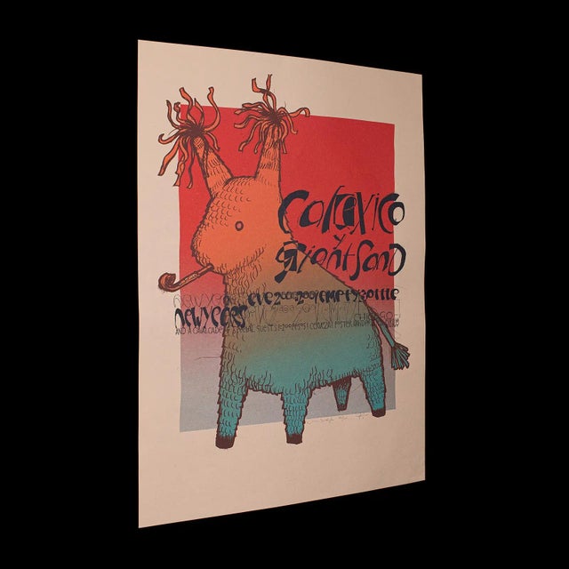 This is a vintage decorative art poster. An American, New Year's Eve event screenprint signed by the artists, dated to...