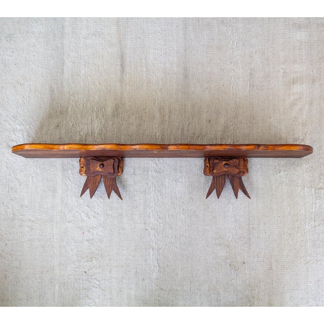 Late 20th Century Handcrafted Scalloped Wooden Shelf With Bow Brackets For Sale - Image 5 of 11